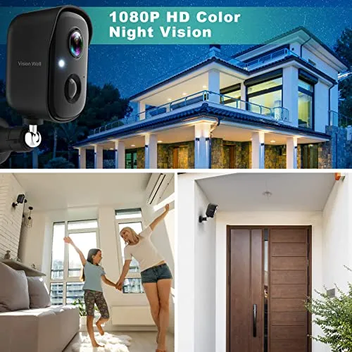 VISION WELL Security Cameras Wireless Outdoor, 1080P Battery Powered AI Motion Detection Spotlight Siren Alarm WiFi