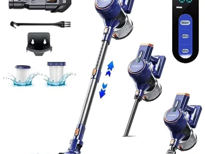 Voweek Cordless Vacuum Cleaner, 6 in 1 Lightweight Stick Vacuum with 3 Power Modes, LED Display, Powerful Vacuum Cleaner Up