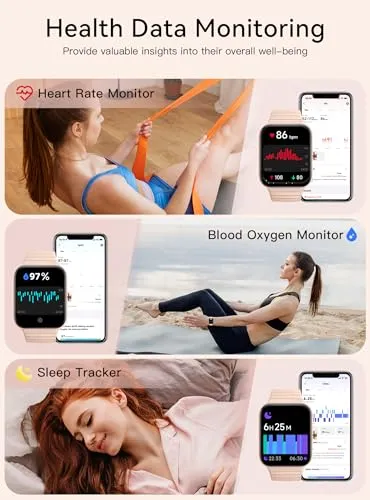WMK Fitness Tracker Watch, Smart Watches for Women, Android & iOS Compatibility, Phone Call, Alexa, Pedometer, Health