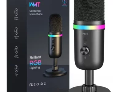 WMT USB Microphone - Condenser Gaming Microphone for PC/MAC/PS4/PS5/Phone- Cardioid Mic with Brilliant RGB Lighting