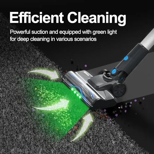 WnkimTech Cordless Vacuum Cleaner, Powerful Lightweight Stick Vacuum with 2200 mAh Battery, 6-in-1 Rechargeable Vacuum