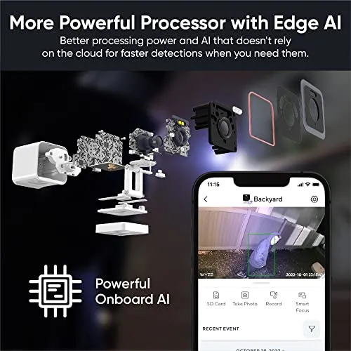 WYZE Cam v3 Pro 2K Indoor/Outdoor Wi-Fi Security Camera with Color Night Vision, Edge AI, Integrated Spotlight & Siren,