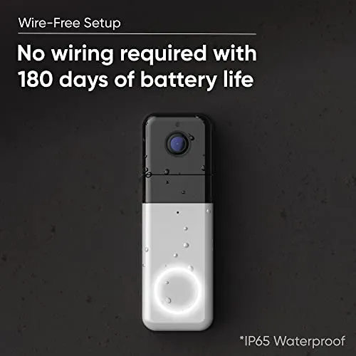 Wyze Wireless Video Doorbell Pro (Chime Included), 1440 HD Video, 1:1 Aspect Ratio: 1:1 Head-to-Toe View, 2-Way Audio, Night