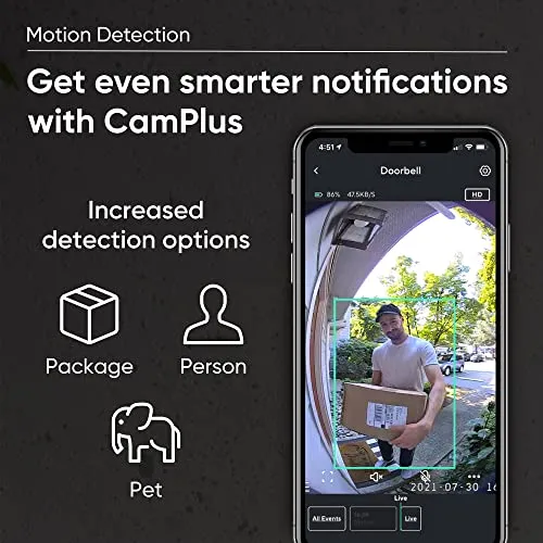 Wyze Wireless Video Doorbell Pro (Chime Included), 1440 HD Video, 1:1 Aspect Ratio: 1:1 Head-to-Toe View, 2-Way Audio, Night