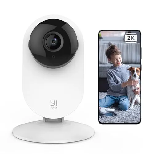 YI Pro 2K Home Security Camera, 2.4Ghz Indoor Camera with Person, Vehicle, Animal Smart Detection, Phone App for Baby, Pet,