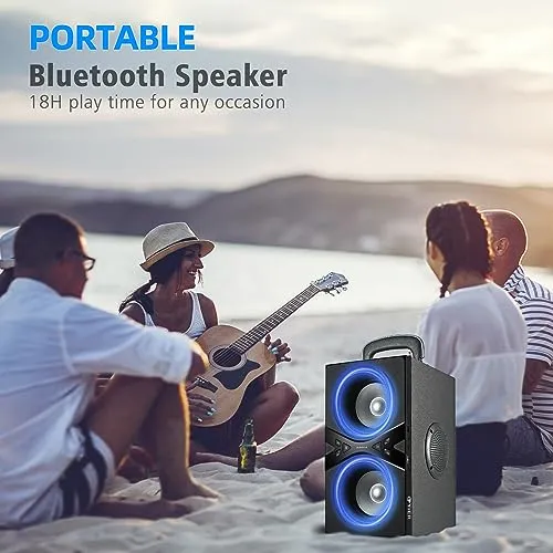 YIER Bluetooth Speakers, Wireless TWS Portable Speaker with Lights,100dB Loud Subwoofer 80W(Peak) Stereo Sound, Bassup