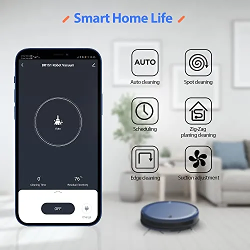 ZCWA Robot Vacuum Cleaner, Robotic Vacuum and Mop Combo Compatible with Alexa/WiFi/App, Self-Charging, 230ML Water Tank for