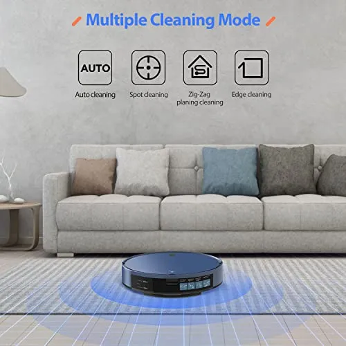 ZCWA Robot Vacuum Cleaner, Robotic Vacuum and Mop Combo Compatible with Alexa/WiFi/App, Self-Charging, 230ML Water Tank for
