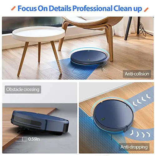 ZCWA Robot Vacuum Cleaner, Robotic Vacuum and Mop Combo Compatible with Alexa/WiFi/App, Self-Charging, 230ML Water Tank for