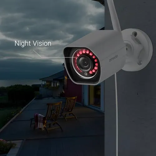 Zmodo 1080p Full HD Outdoor Wireless Security Camera System, 4 Pack Smart Home Indoor Outdoor WiFi IP Cameras with Night